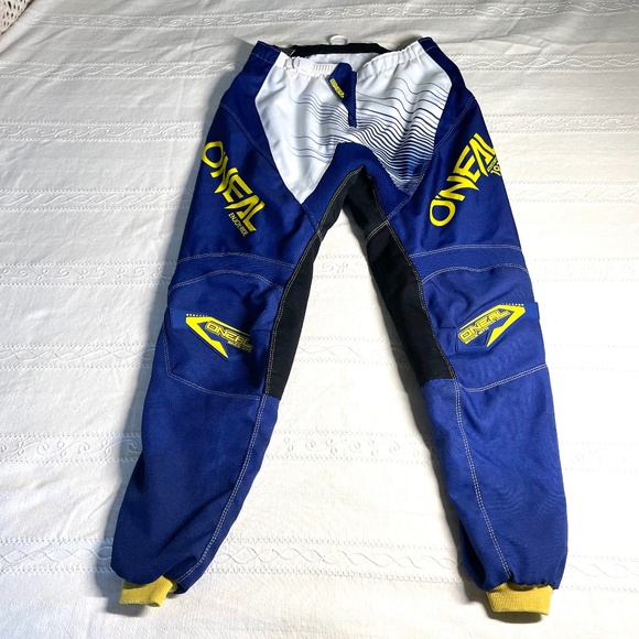 Oneal Element Kids Motocross Pant Racing MX Riding Blue Yellow Size 28 - Picture 1 of 10